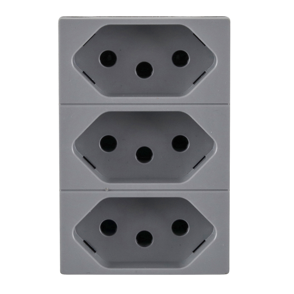 Módulo Tomada Triplex 10A Cinza Pial Plus+