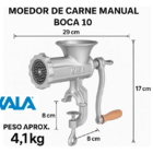 Moedor De Carne Maquina De Moer 03 Discos Número 10 Kala
