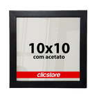 Moldura 10x10cm Com Acetato E Fundo Fotos Quadros Preto