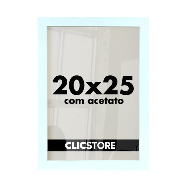 Moldura 20x25cm Com Acetato E Fundo Para Quadros Fotos Branco