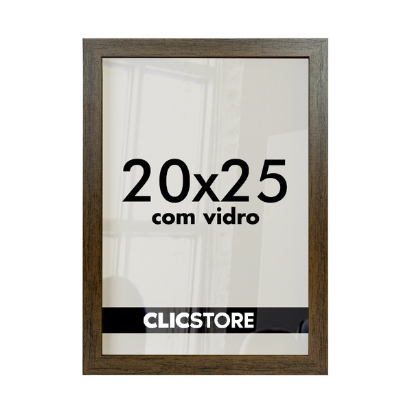 Moldura 20x25cm Com Vidro E Fundo Para Fotos Quadros Marrom