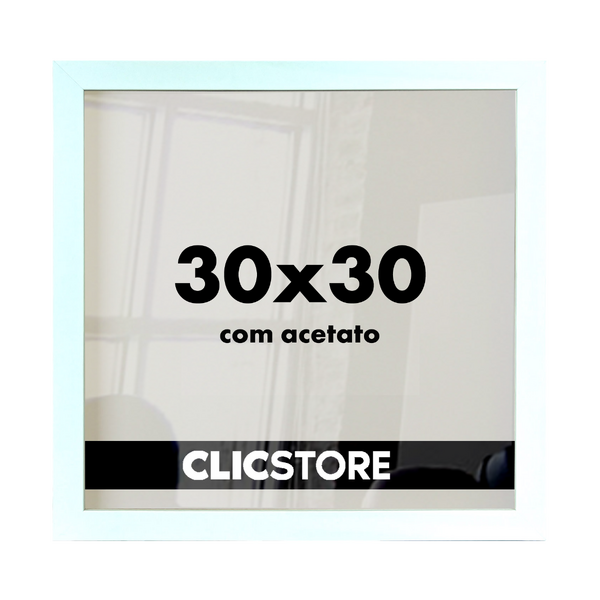 Moldura 30x30cm Com Acetato E Fundo Foto Quadro Branco