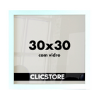 Moldura 30x30cm Com Vidro E Fundo Foto Quadrado Retrato Quadr