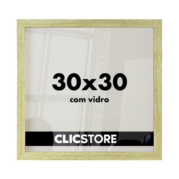 Moldura 30x30cm Com Vidro E Fundo Foto Quadrado Retrato Quadr
