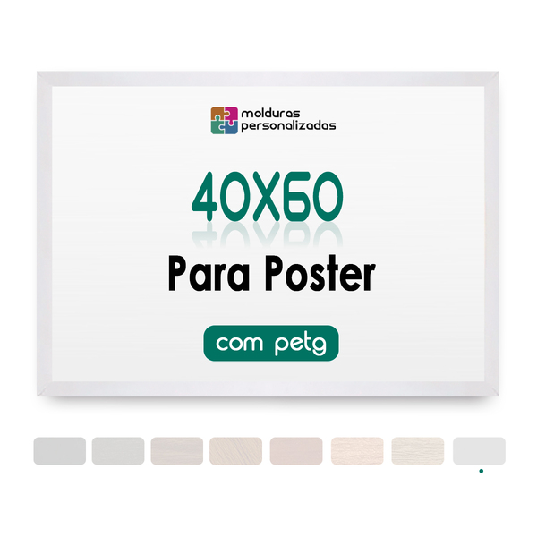Moldura 40x60 Cm Branco Quadro Poster Decorativo Arte Com Pro