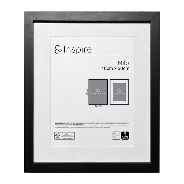 Moldura com Vidro Milo 40x50cm Preto Inspire