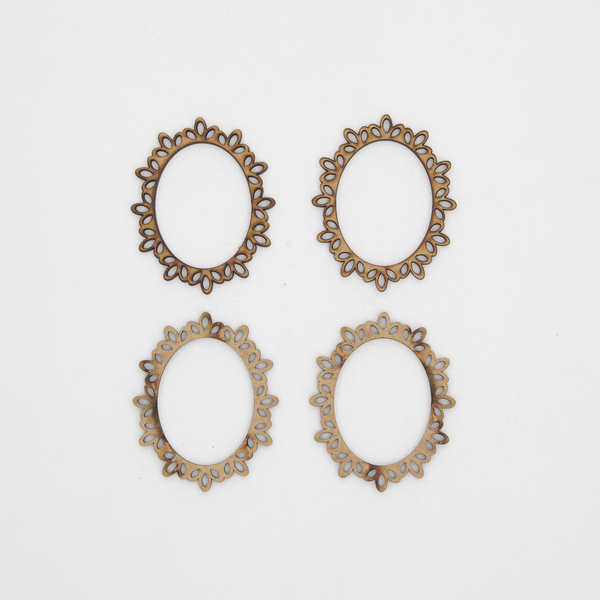 Moldura madeira oval MDF 4pcs 6,5cm Arte Fácil