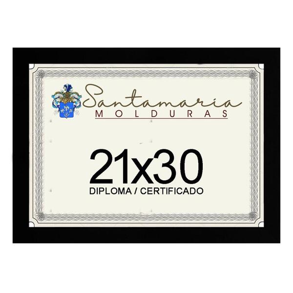 Moldura Porta Diploma Certificado A4 21x30 Preto