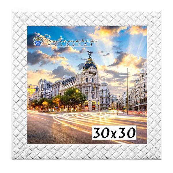 Moldura Porta Retrato 30x30 3cm Relevo Branco