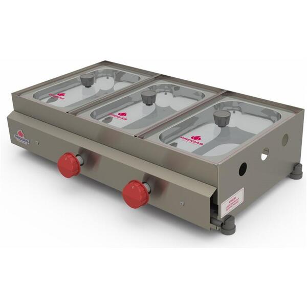 Molheira 3 Cubas Visor Em Vidro Á Gás Pr-03g - Progás