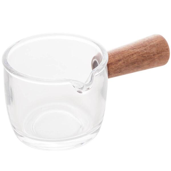 Molheira 50ml Lyor De Vidro E Bambu Cremeira Servir Caldas Mo