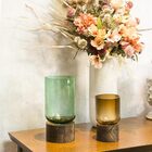 Mondello Vaso Decorativo Enfeite 26x13x13cm Vidro Verde Base