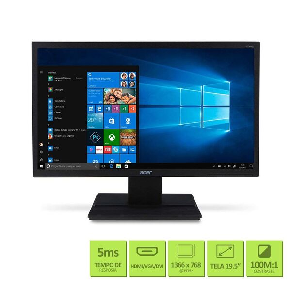 Monitor Acer 19 5p Led V6hql Vga Hdmi Um Iv6aa B11 Preto Bivolt Leroy Merlin