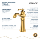 Monocando St Claire Dourado Escovado