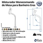Monocomando Banheiro Bica Alta Eros 6208 Preto Brilho Fani
