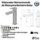Monocomando Banheiro Bica Média Retta Preto Brilhante Fani