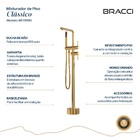 Monocomando Para Banheiras Dourado
