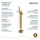 Monocomando Para Banheiras Vercci Dourado Escovado