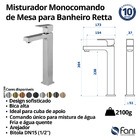 Monocomando Para Banheiro Bica Alta Retta Cromado Fani