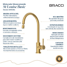 Monocomando St Louise Basic Dourado Escovado