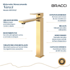 Monocomando Vercci Slim Alto Dourado