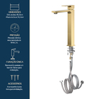 Monocomando Vercci Slim Alto Dourado