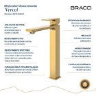Monocomando Vercci Slim Alto Dourado Escovado