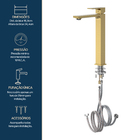 Monocomando Vercci Slim Alto Dourado Escovado