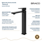 Monocomando Vercci Slim Alto Preto