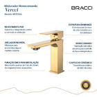Monocomando Vercci Slim Baixo Dourado
