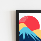 Montanhas Arte Abstrato Quadro Moldura Preta 60x40cm