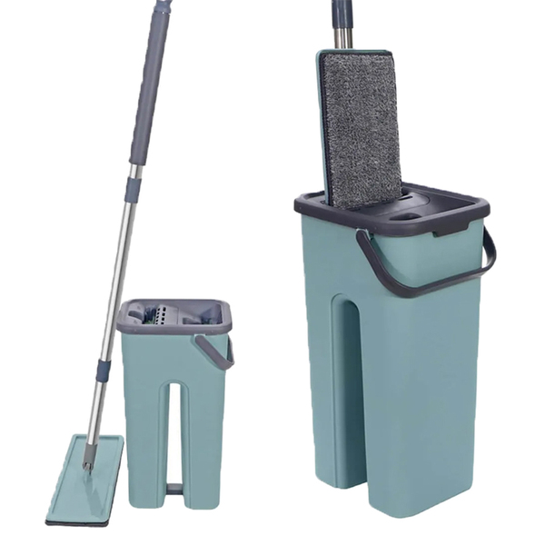 Mop Flat Cabo Inox Com Balde Lava E Saca Esfregão Multiuso Li