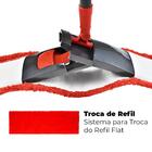 Mop Flat Microfibra Rodo Mágico Cabo Telescópico Vermelho E C
