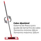 Mop Flat Microfibra Rodo Mágico Cabo Telescópico Vermelho E C