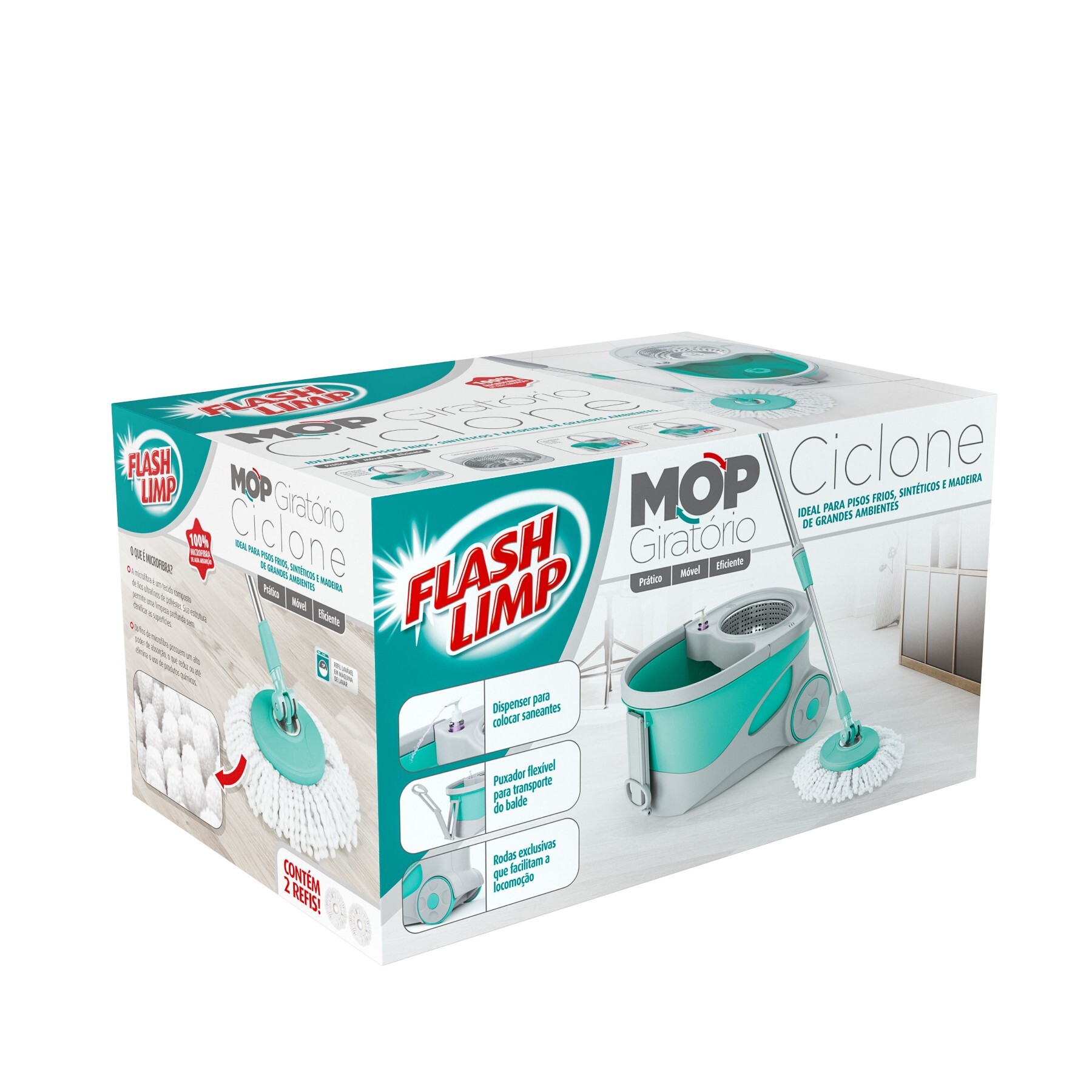 Mop Giratório com Cabo Ciclone 7290 Verde Flash Limp | Leroy Merlin