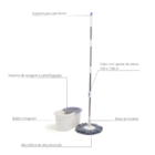Mop Giratório Com Esfregão Microfibra Balde 8l - Simplo