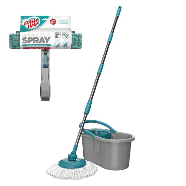 Mop Giratório Fit Mop5010 Com Refil E Limpa Vidros Spray Flp6