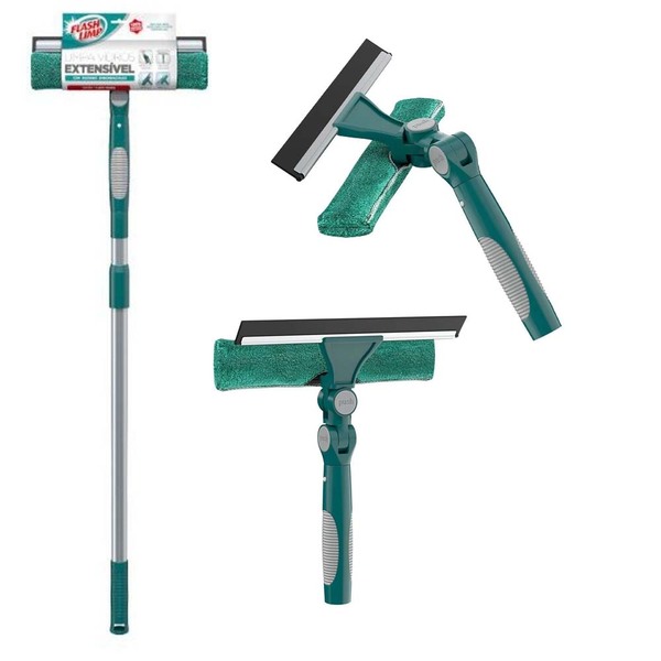 Mop Rodo Limpa Vidros Extensível 1,60m 180º  Flash Limp 6391
