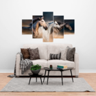 Mosaico Em 5 Peças Cavalos