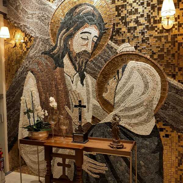 Mosaico Encontro De Jesus E Maria I - Quarta Estação Da Via S