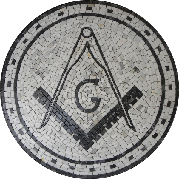 Mosaico Piso Esquadro E Compasso Piso Simbolo Maçom - 80 Cm