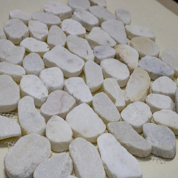 Mosaico Seixo SPZ49 Pedra Branca Puro Plano  30,5x30,5cm Glass Mosaic