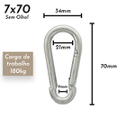 Mosquetão 7x70 Com Trava Simples 180kgf - 10 unidades