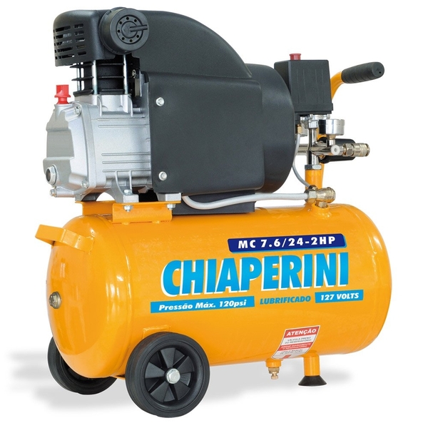 Motocompressor 24 Litros 2HP com 120 PSI - CHIAPERINI-MC7.6/2