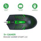 Mouse 5+ Gamer Start 2.0 Ergonômico Preto/verde - 015-0091