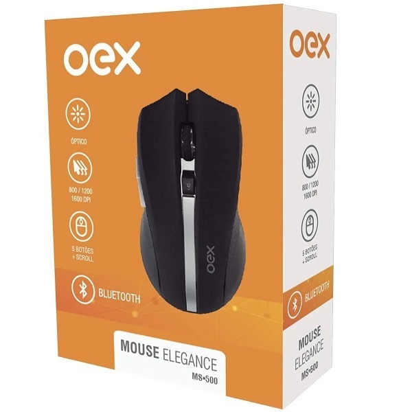 Mouse Bluetooth Optico 1600 Dpi Elegance Motion Preto Oex Ms5