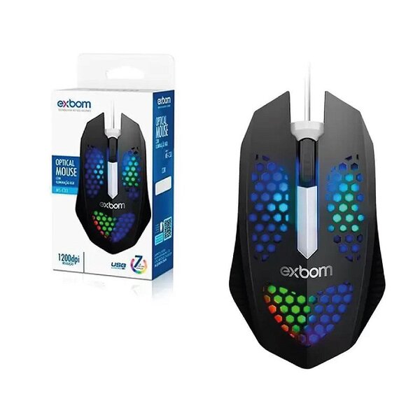 Mouse Gamer  Usb 1200 Dpi Rgb Exbom Ms-c33 - Preto