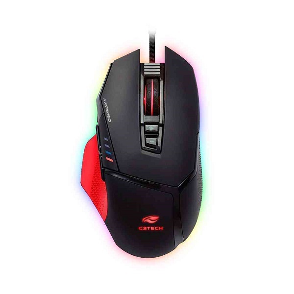 Mouse Gamer Usb Osprey 12000dpi Led Multicolorido Preto C3 Te