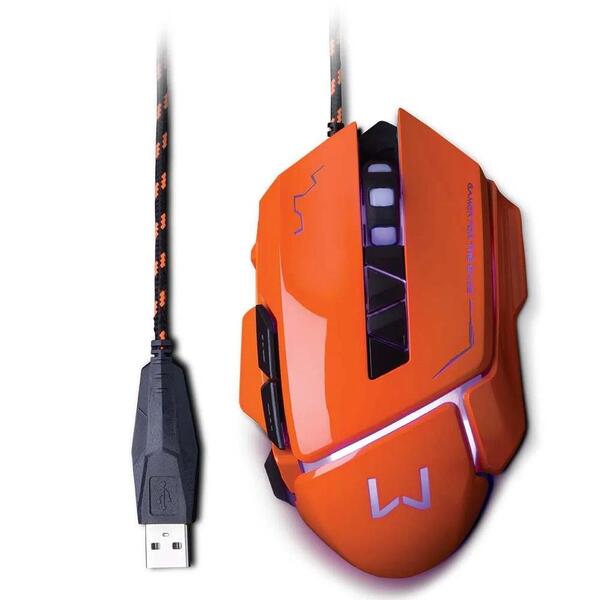 Mouse Gamer Warrior 3.200dpi Usb Laranja Multilaser Mo263 | Leroy