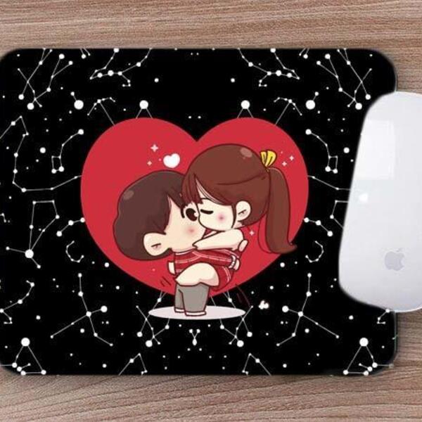 Mouse Pad Dia Dos Namorados Beijos Galáxia